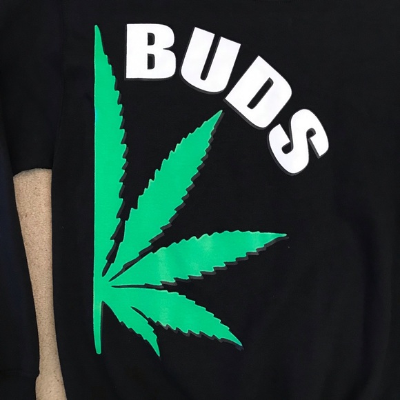 Gildan Streetwear BUDS 420 Graphic Sweatshirt Sweater Mens Medium Black Novelty - Picture 2 of 6
